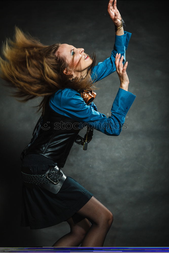 Similar – Image, Stock Photo Redhead young woman holding an empty blackboard