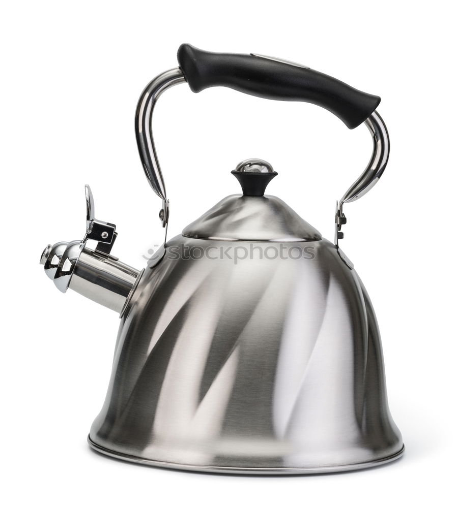 Similar – Image, Stock Photo metal kettle on a gas stove. kettle boiling on a gas stove. Focus on a spout. Tea kettle with boiling water on gas stove