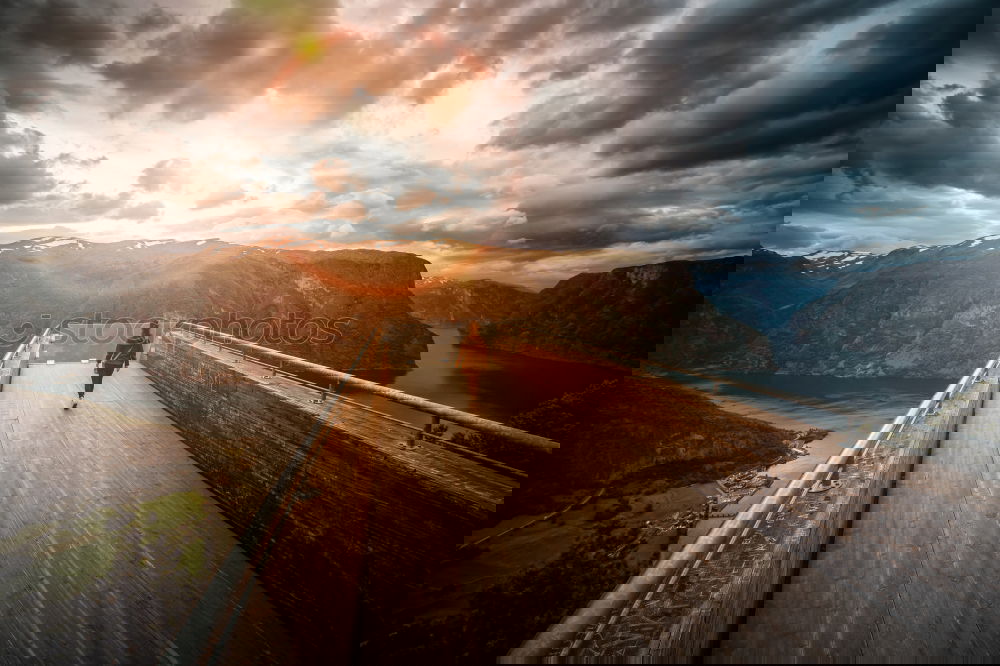 Similar – Image, Stock Photo Young woman in a Sil Canions lookout