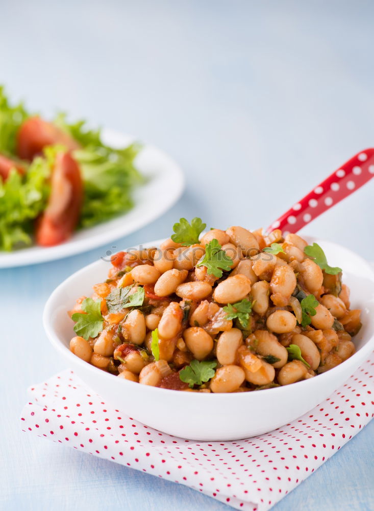 Similar – Image, Stock Photo Chickpea salad in bowl on wooden background