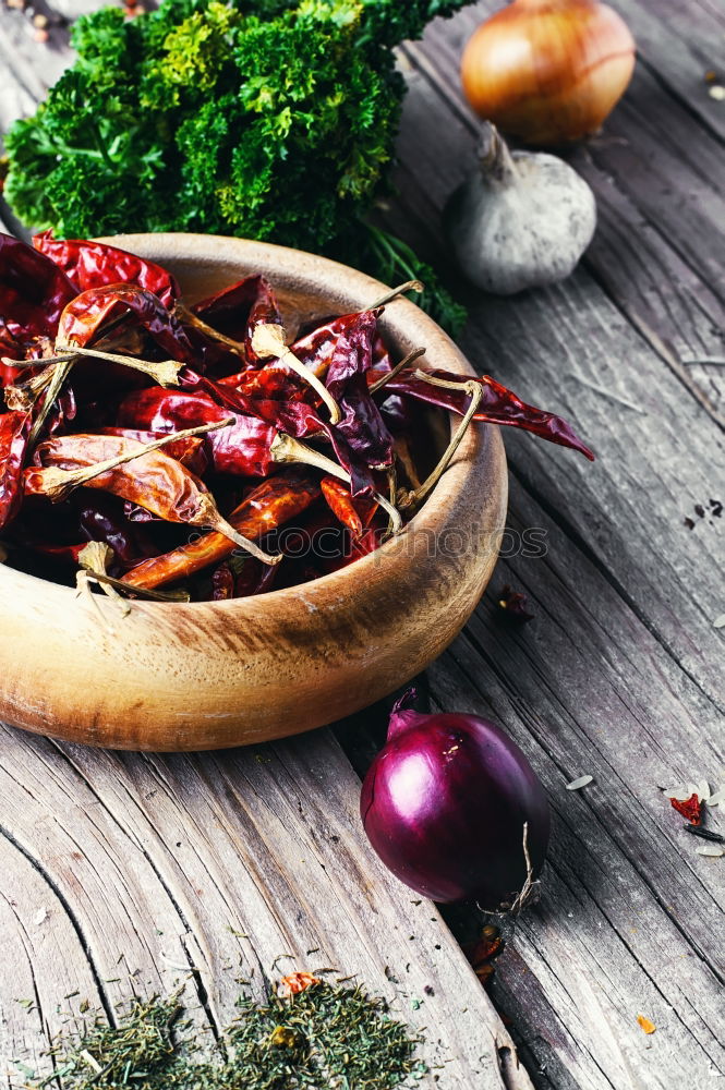 Similar – Green salad with pomegranate, manna croup, onion