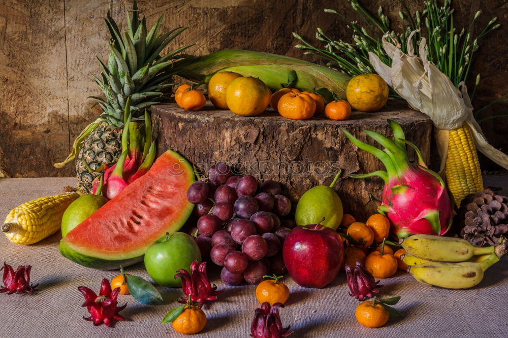 Similar – Image, Stock Photo Pumpkin and autumn vegetables on the kitchen table