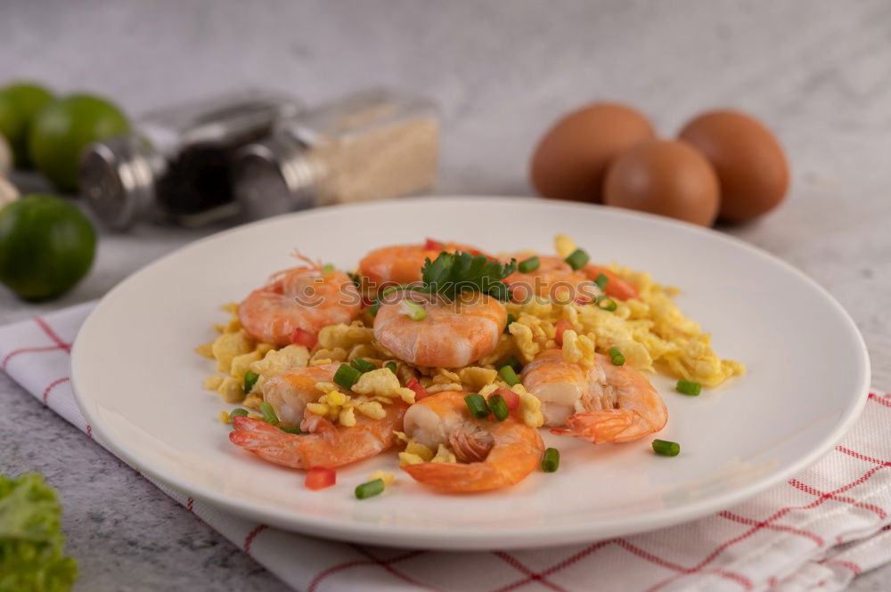 Image, Stock Photo breakfast scrambled eggs with herbs