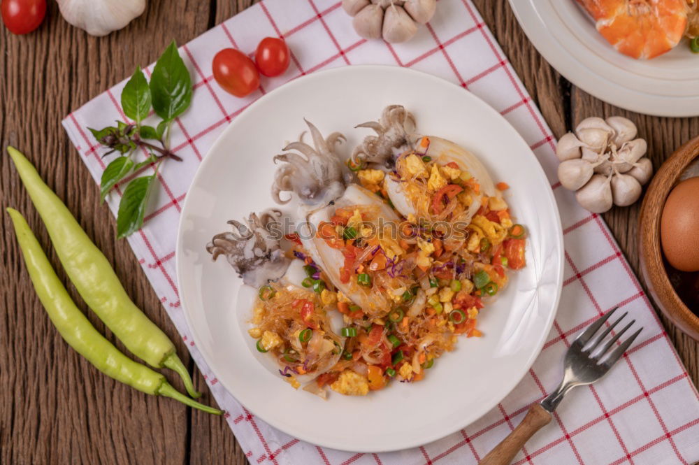 Similar – Image, Stock Photo Risotto with vegetables on a wooden table