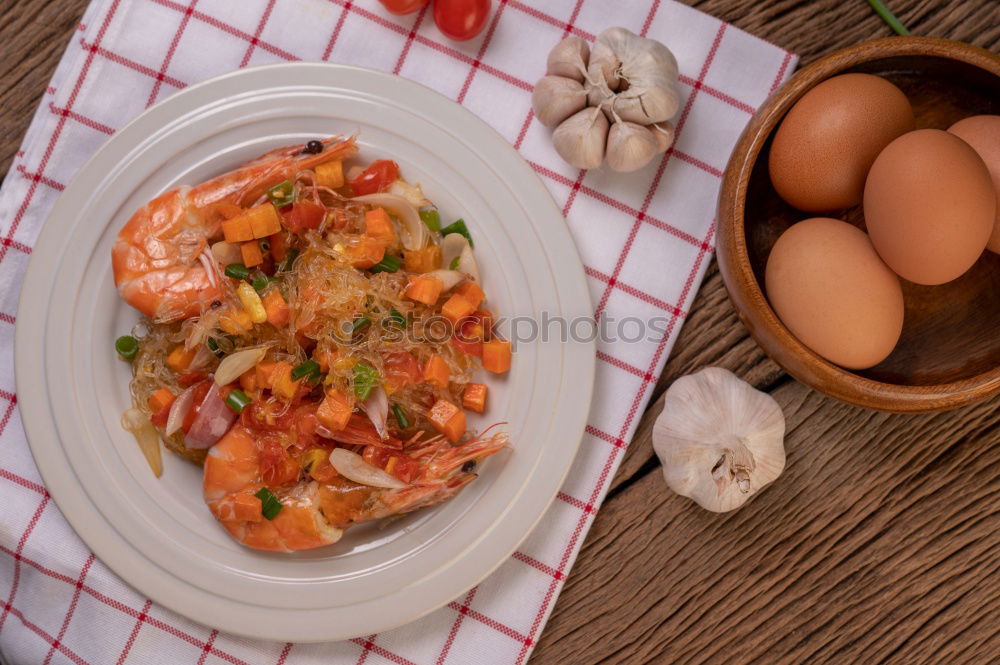 Similar – Image, Stock Photo breakfast scrambled eggs with herbs