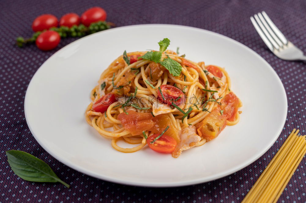 Plate of penne pasta with arrabiata sauce