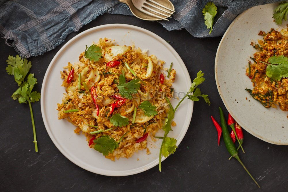 Similar – Image, Stock Photo Risotto with vegetables on a wooden table