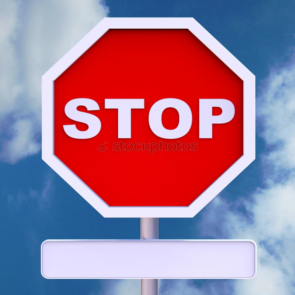 Similar – Signs I Traffic sign stop and prescribed driving direction to the right in front of a blue sky with clouds from the frog perspective / VZ 206 and VZ 209-20