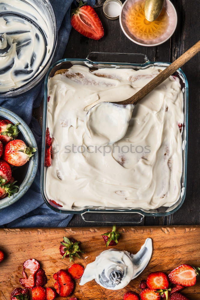 Similar – Image, Stock Photo Bowls with sliced berries and cream