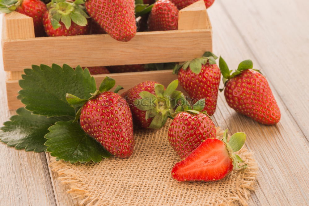 Similar – Image, Stock Photo box of strawberries ripe