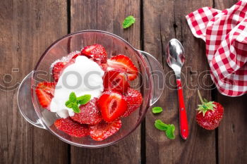 Similar – Image, Stock Photo Quark in red peel with strawberries