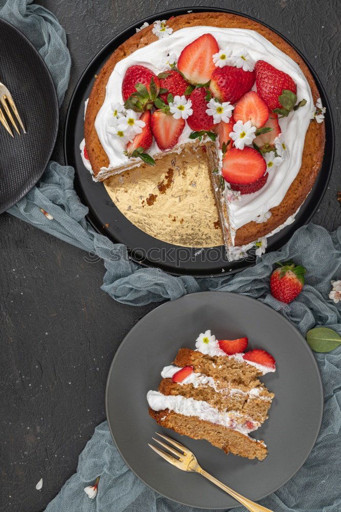 Image, Stock Photo Slices of creamy raspberry cake