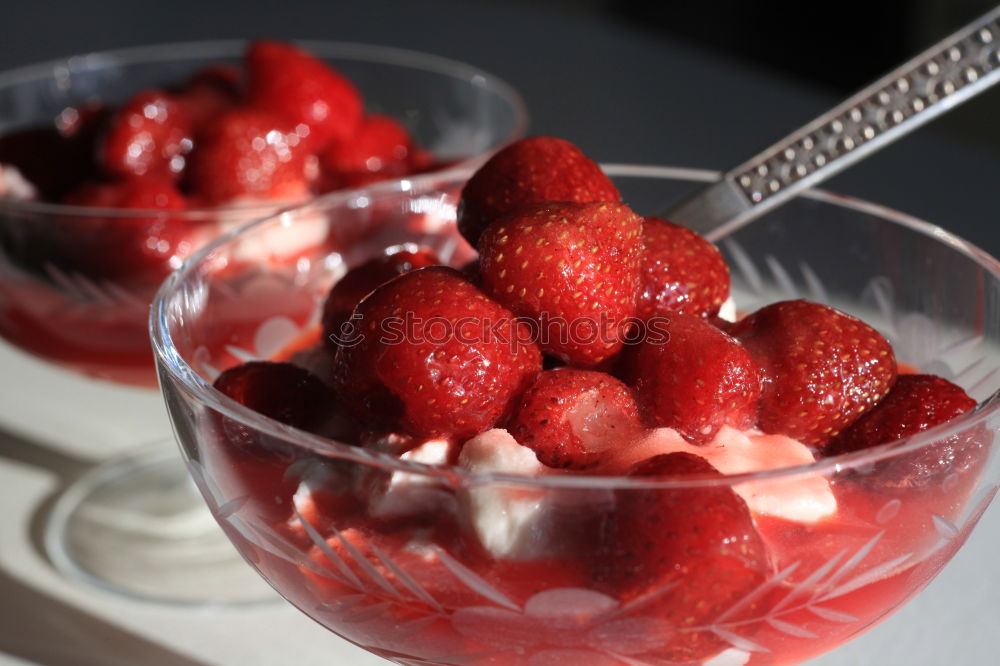 Similar – Glass bowl with red currants and vanilla sauce