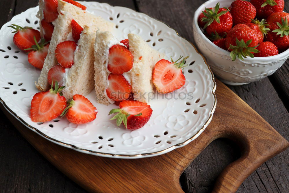 Similar – Image, Stock Photo Bowls with sliced berries and cream