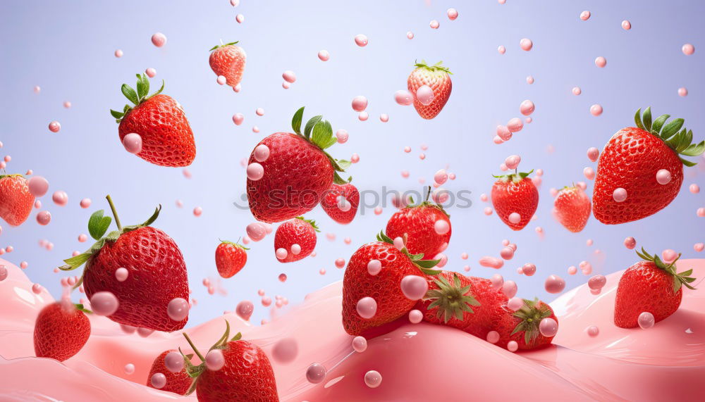 Similar – freshly picked red currants lie in a glass bowl on a red and white chequered tablecloth