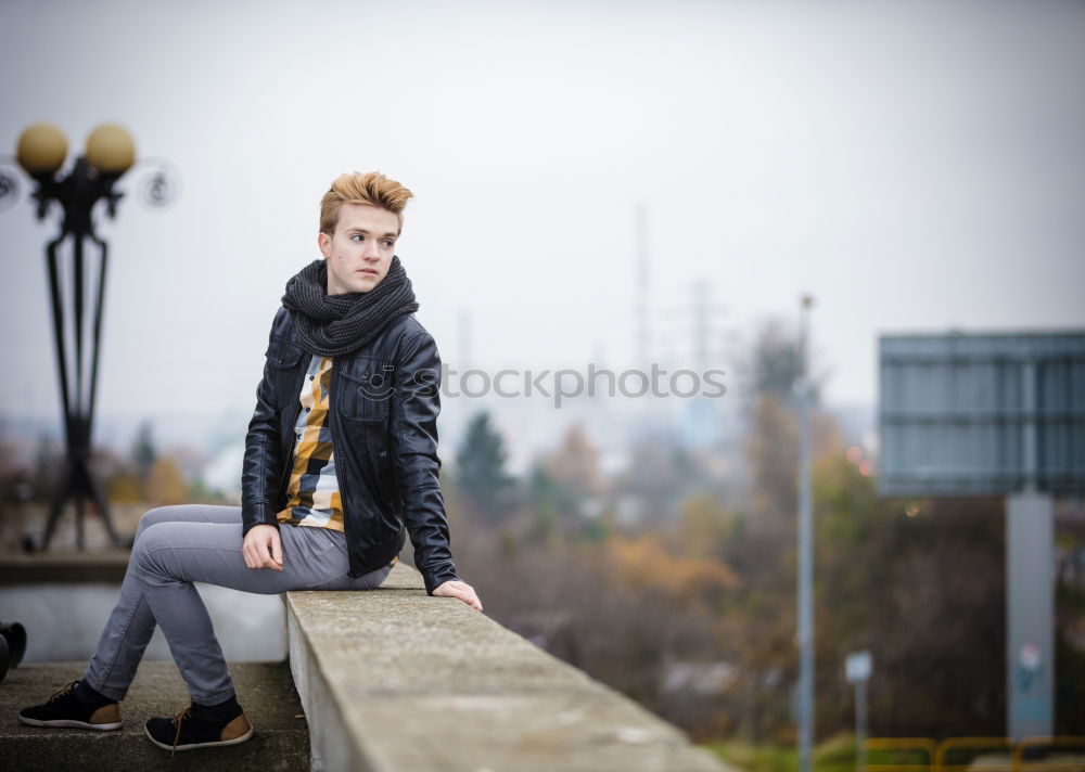 Similar – Young woman at harbor