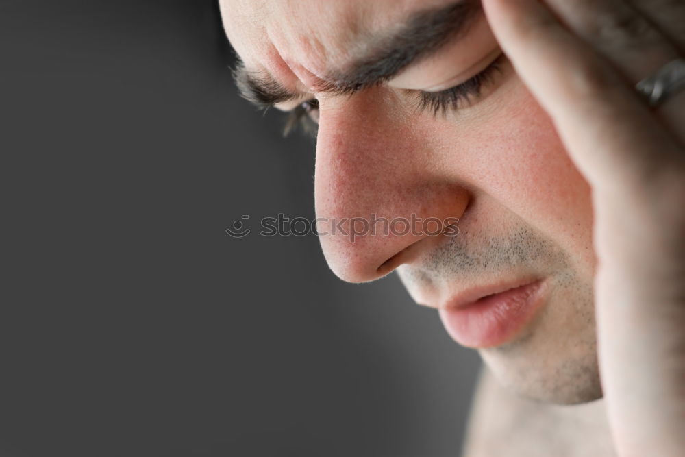 Similar – Close up face portrait Older depressed man