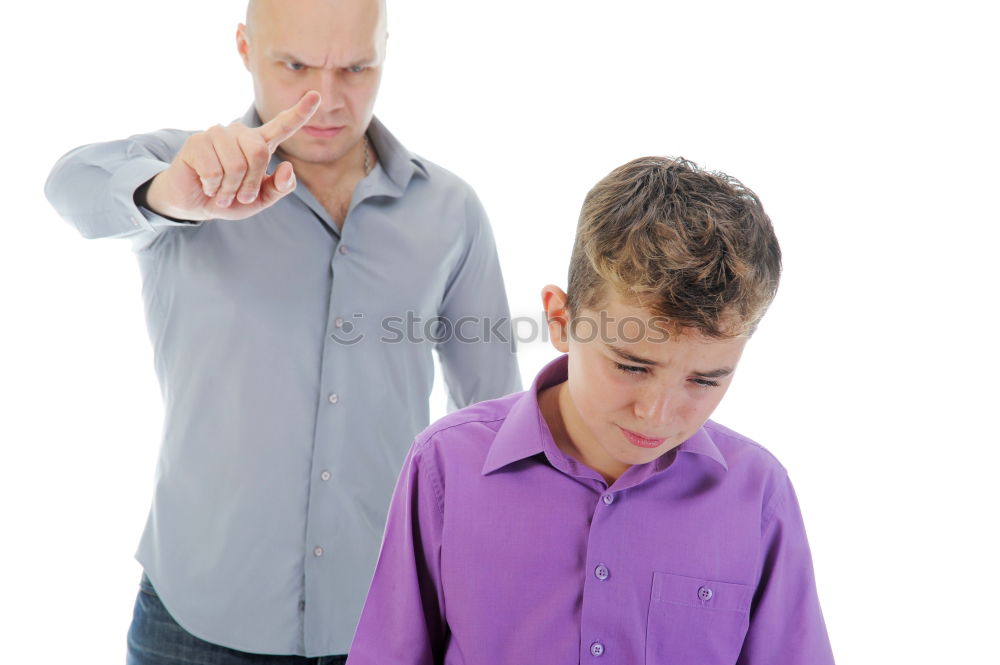 Similar – Image, Stock Photo Father helping son to adjust a bowtie. Preparation before important event