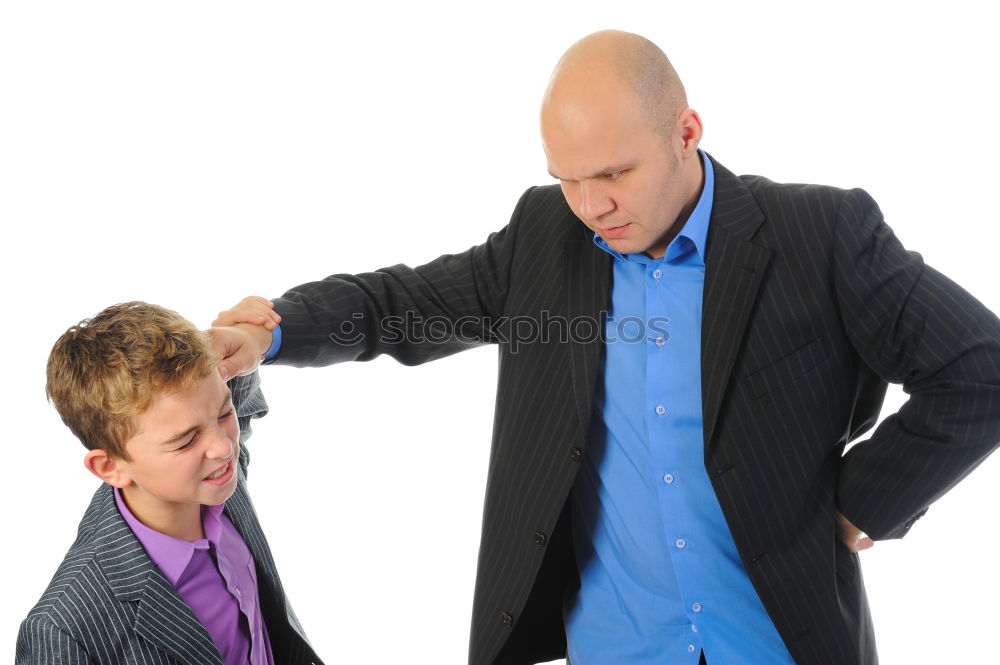 Similar – Image, Stock Photo Father helping son to adjust a bowtie. Preparation before important event