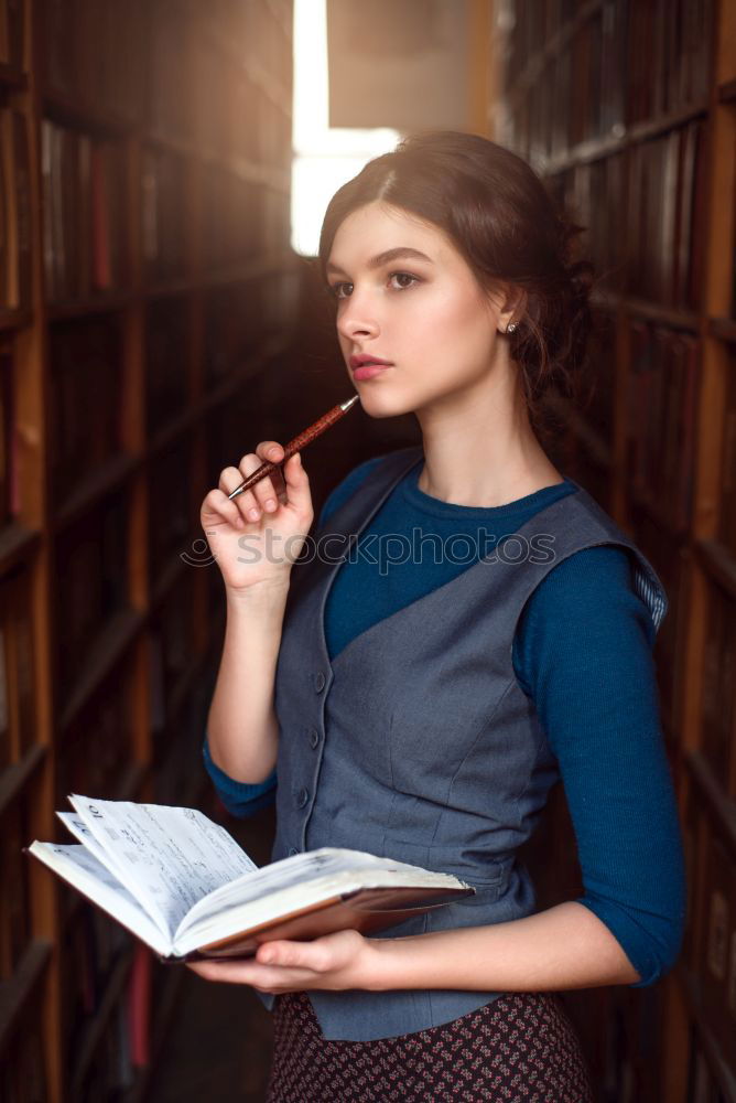 Similar – Playful girl with pencil on face