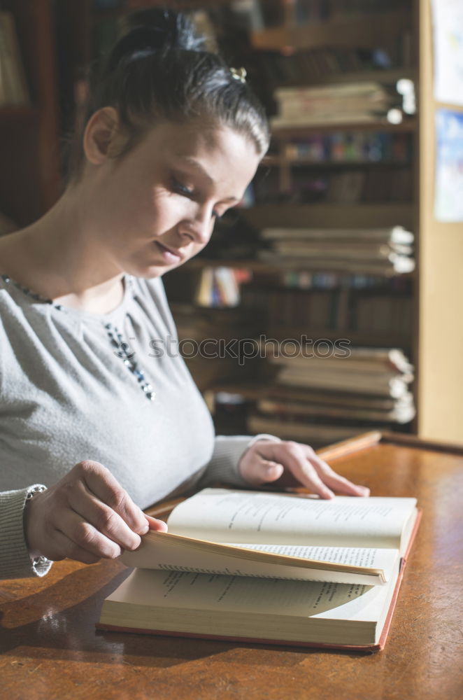 Student girl in a library