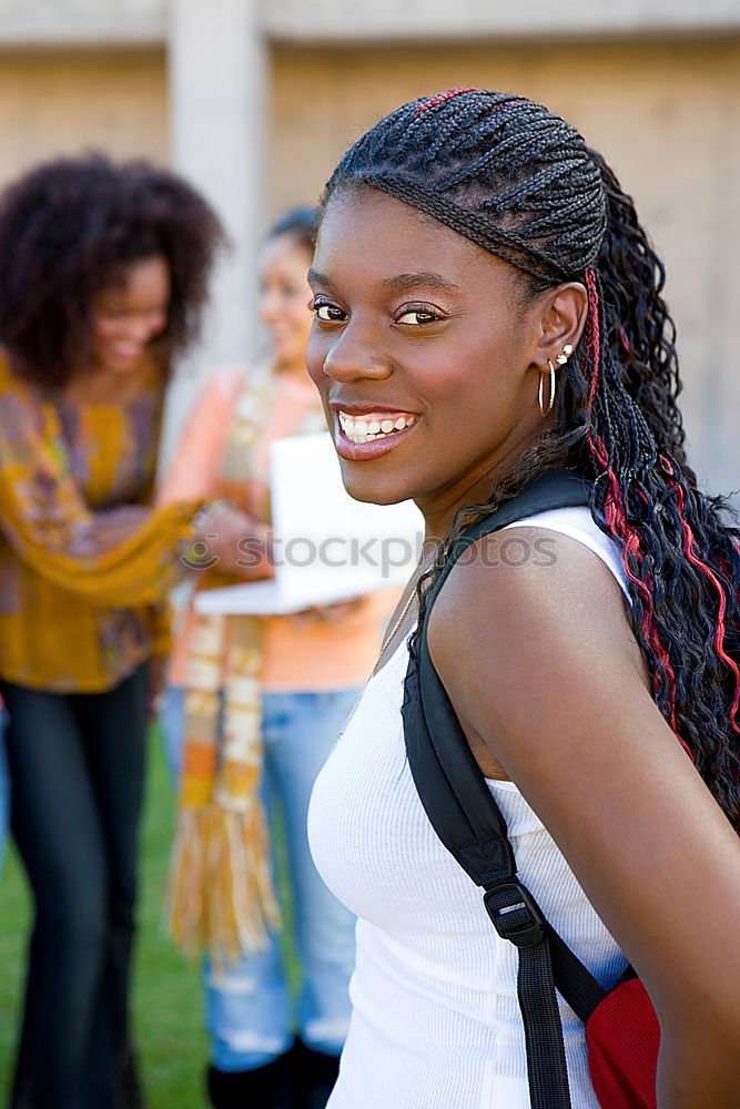 Image, Stock Photo Company of young black people on street