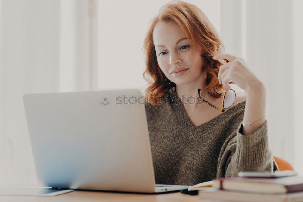 Similar – Image, Stock Photo afrcian woman on her cellphone while looking at laptop