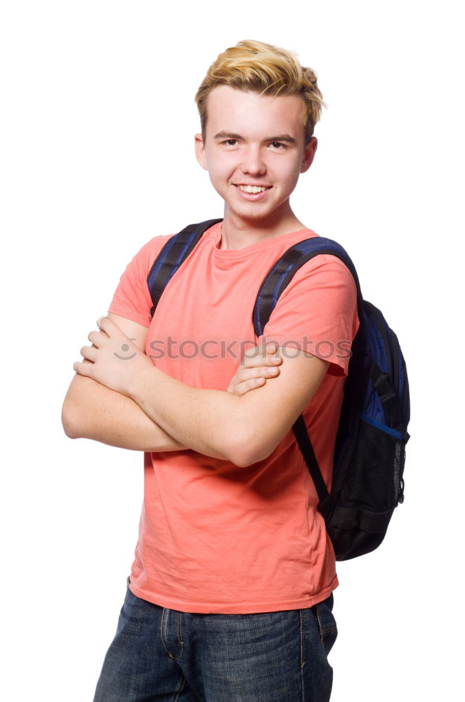 Similar – Young urban man using smartphone walking in street in an urban park