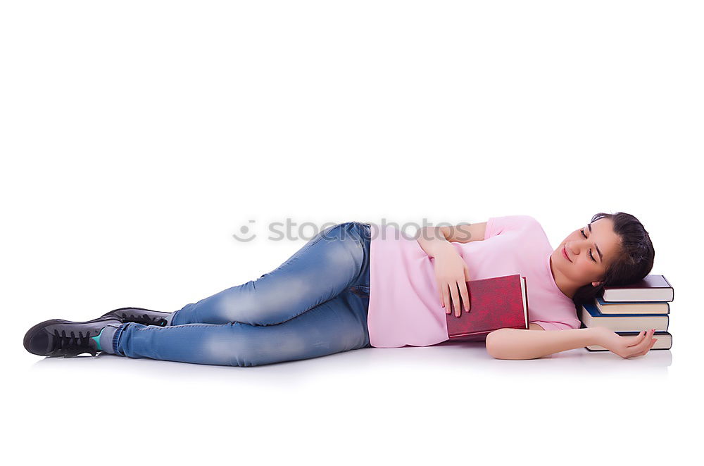 Similar – Image, Stock Photo Schoolgirl reading a book in classroom