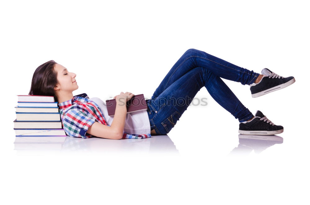 Similar – Image, Stock Photo Schoolgirl reading a book in classroom