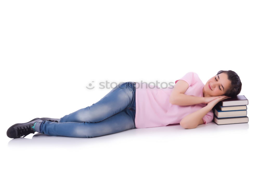 Similar – Image, Stock Photo Schoolgirl reading a book in classroom