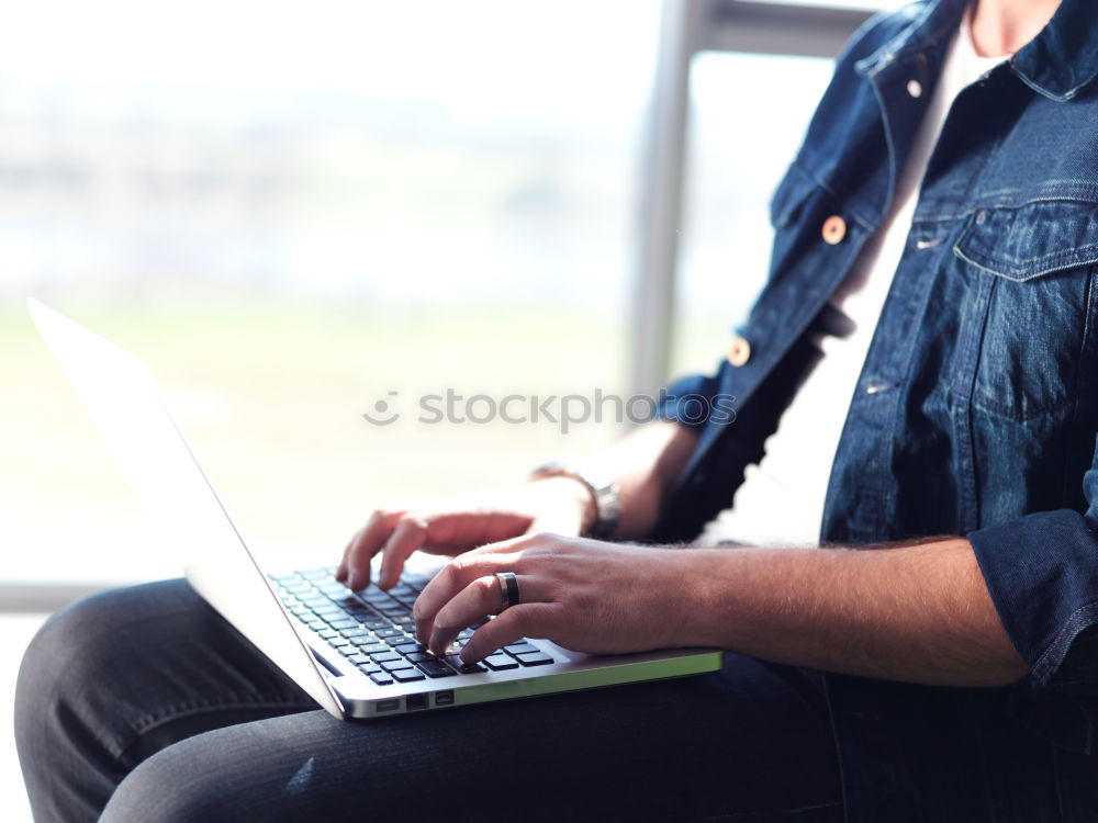 Similar – Close-up of women typing on keyboard on her laptop at home