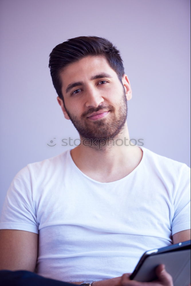 Similar – Thoughtful man with lost look near a window in a modern pub