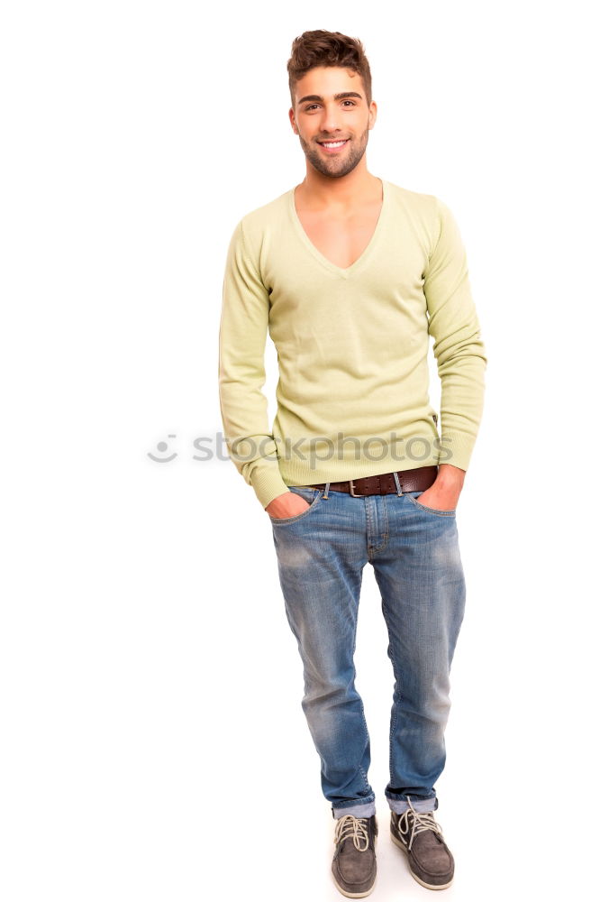 Similar – Image, Stock Photo Attractive young man walking in an urban road