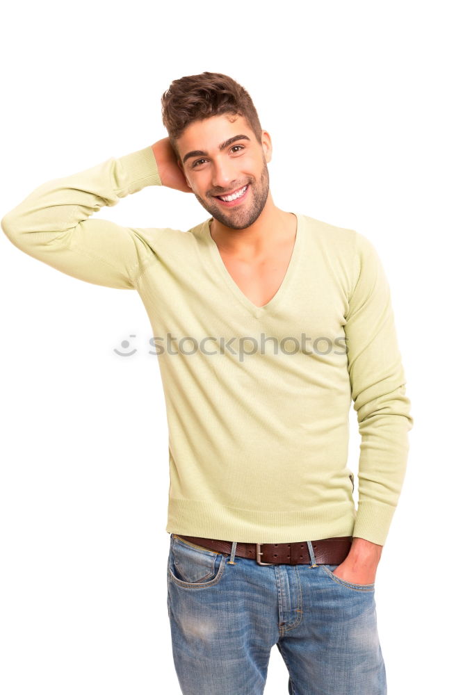 Similar – Image, Stock Photo Attractive young man walking in an urban road