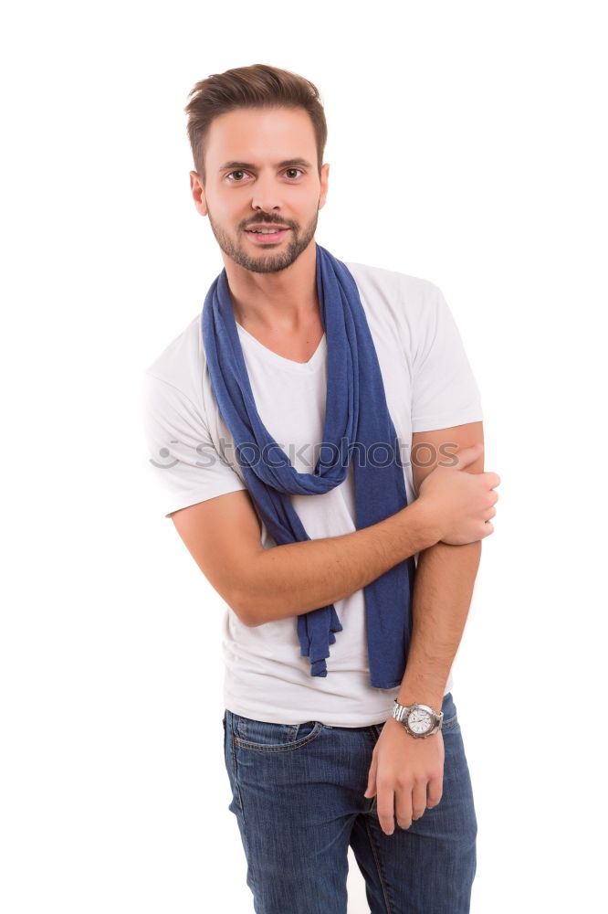 Similar – Image, Stock Photo Attractive young man walking in an urban road