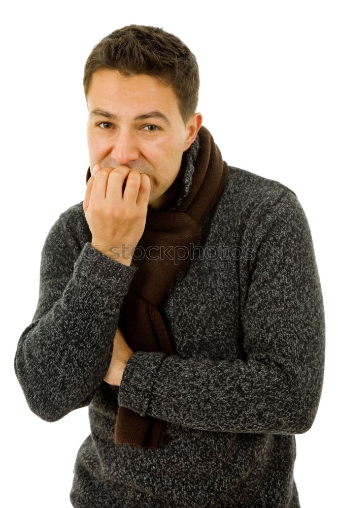 Similar – Thoughtful young man sitting on an urban bench