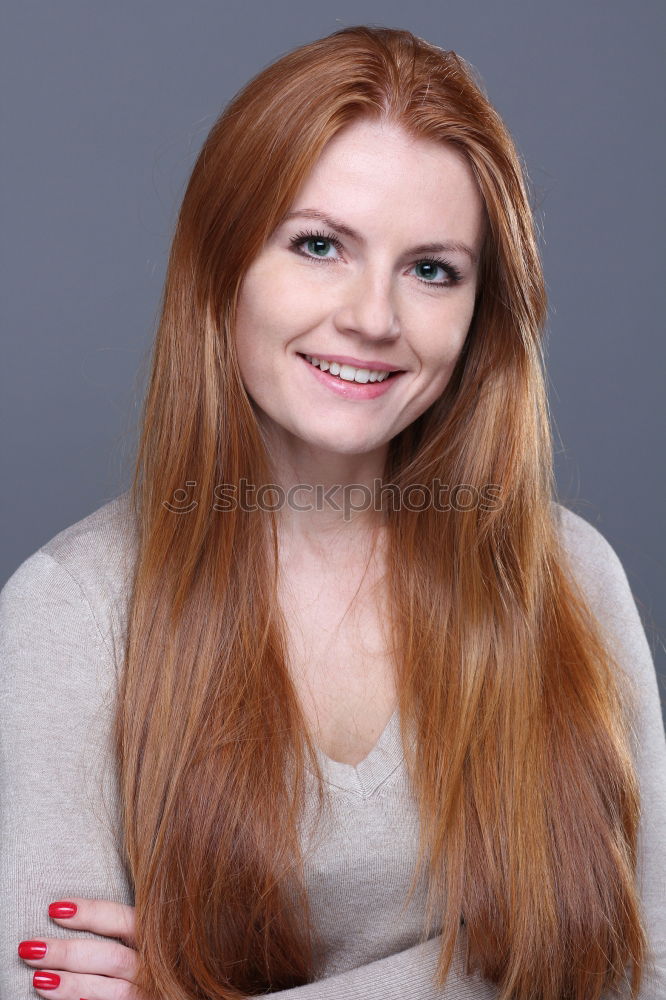 Similar – Image, Stock Photo Smiling Red Haired Woman