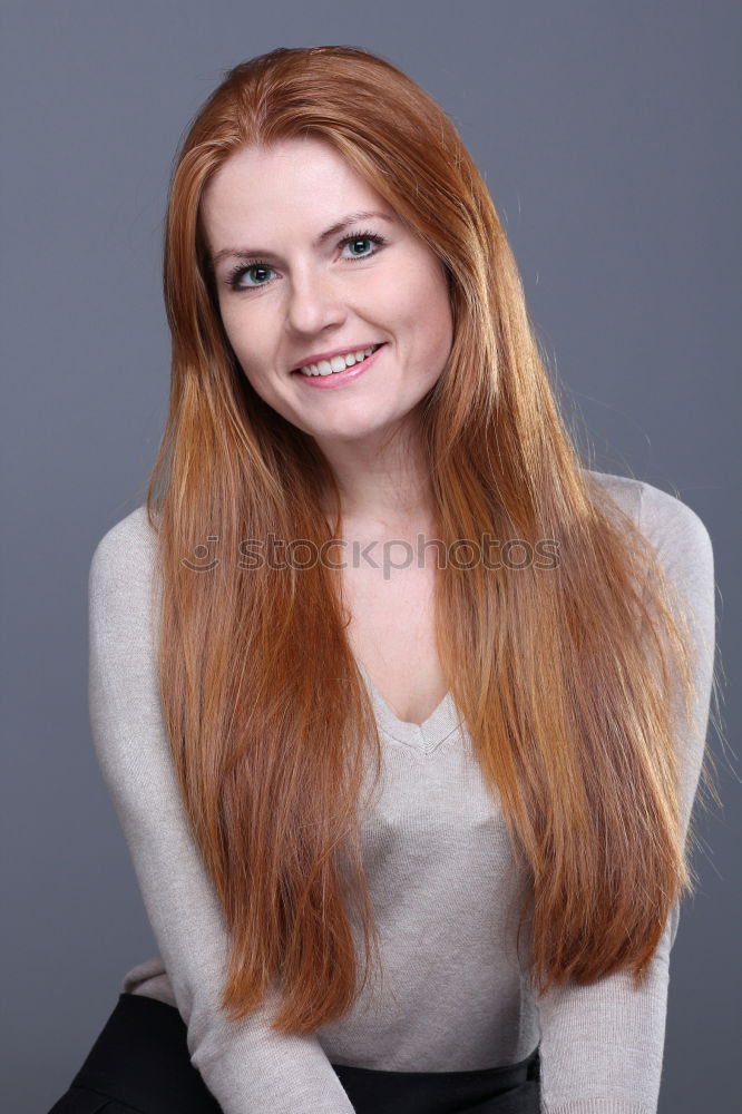 Similar – Image, Stock Photo Smiling Red Haired Woman