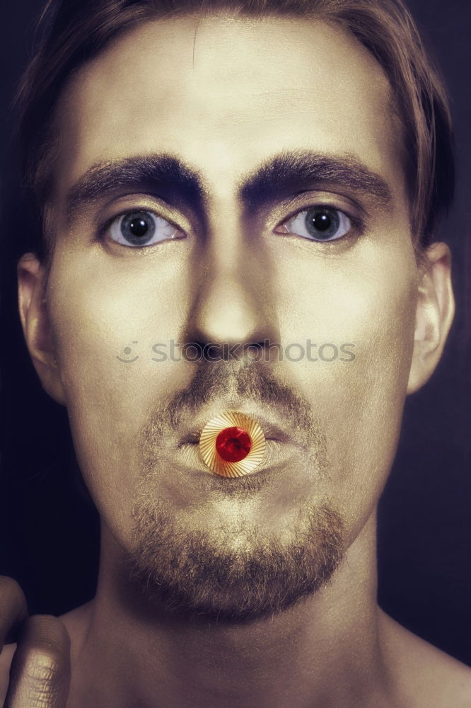 Similar – Image, Stock Photo Glamour man with red lips and tongue