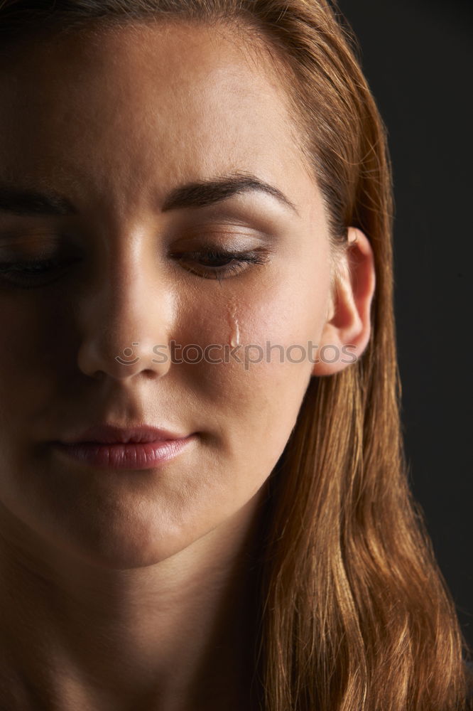 Similar – Image, Stock Photo Woman with sad look