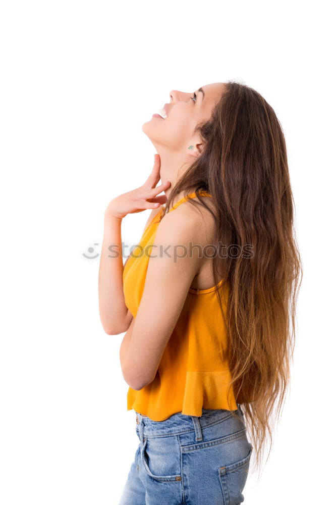 Similar – Image, Stock Photo Smiling woman with long grey dyed hair