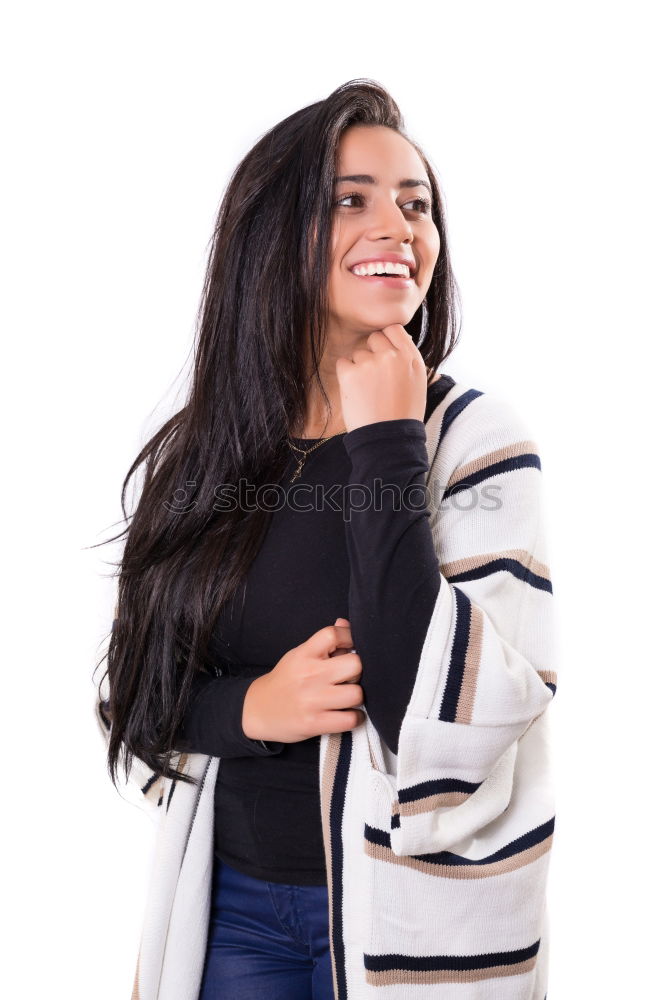 Similar – Image, Stock Photo Smiling young arabic woman with black curly hairstyle.