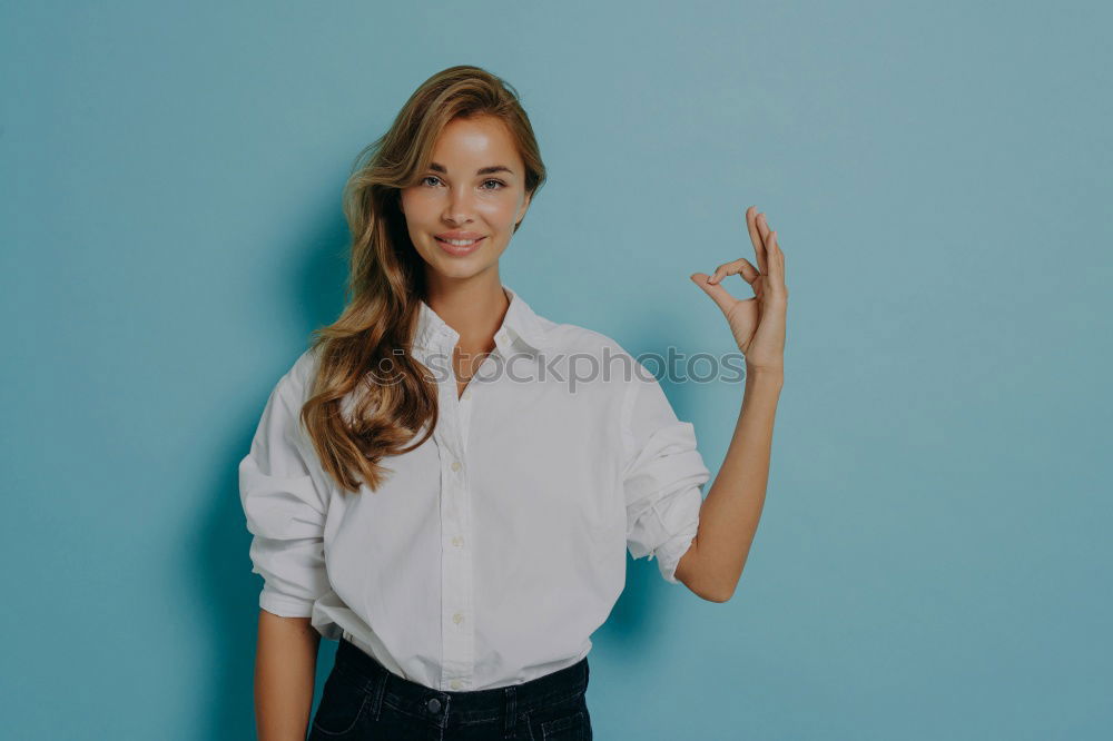 Similar – Image, Stock Photo Happy young blonde woman