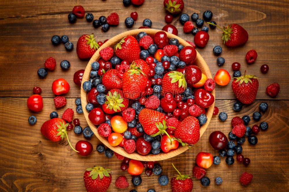 Similar – Image, Stock Photo Different summer berries, background