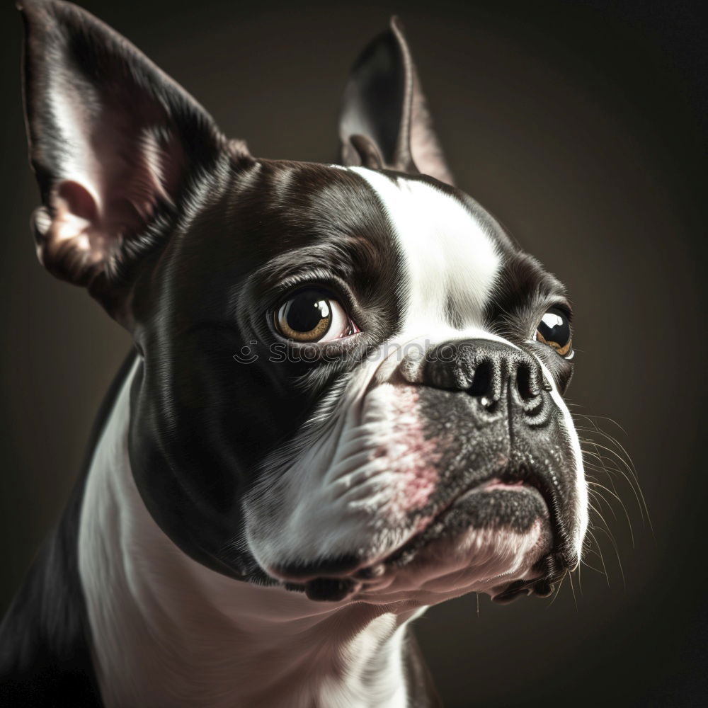 Similar – French Bulldog looking at camera against purple background