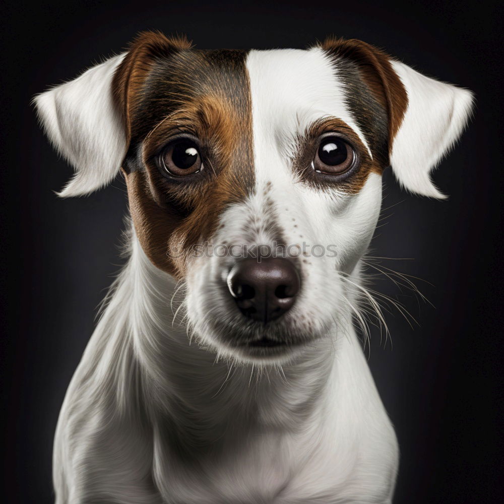 Similar – A tricolour (black, white and brown) border collie puppy playing in the backyard.