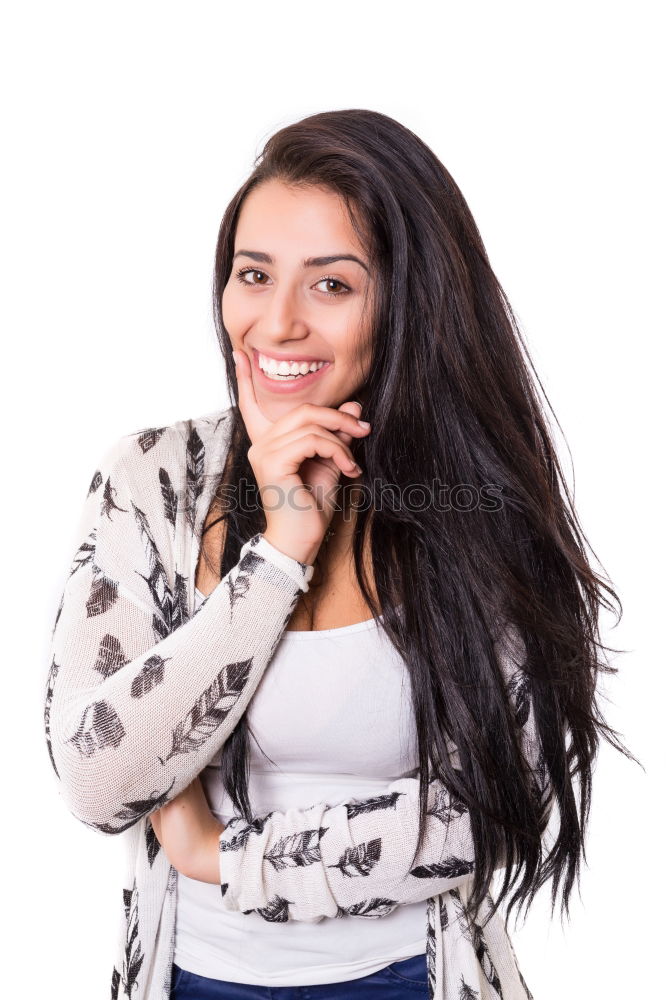 Similar – Image, Stock Photo Happy Arab woman, black curly hairstyle sitting on urban floor.