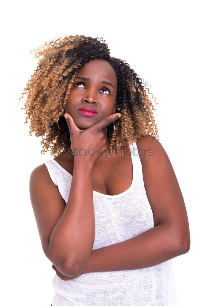 Similar – Ethnic woman at white wall