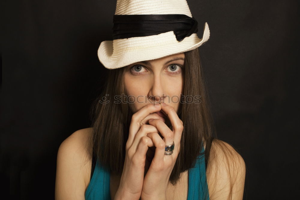 Similar – Image, Stock Photo Woman with a hat for graffiti looks sceptically to the side